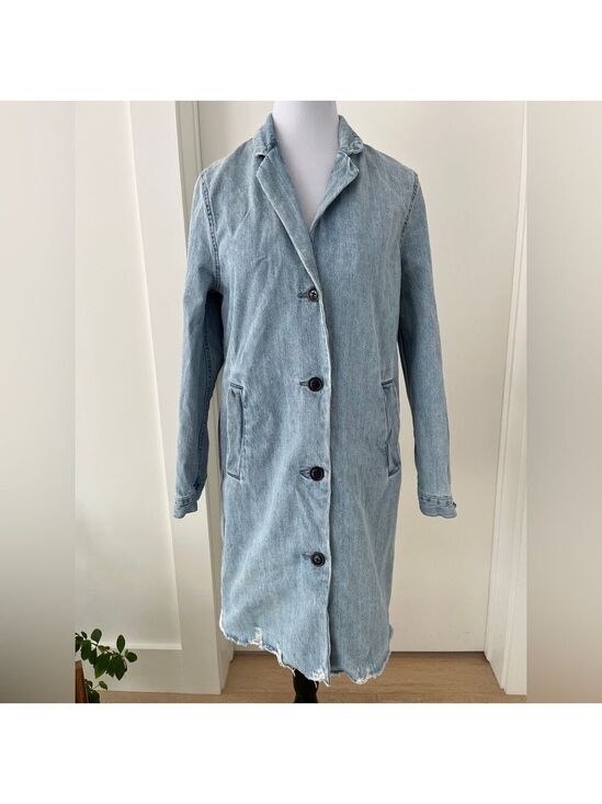 Levi's Jackets & Blazers - LEVI'S Josette Duster Long Coat Button Front Distressed Raw Hem Western Casual